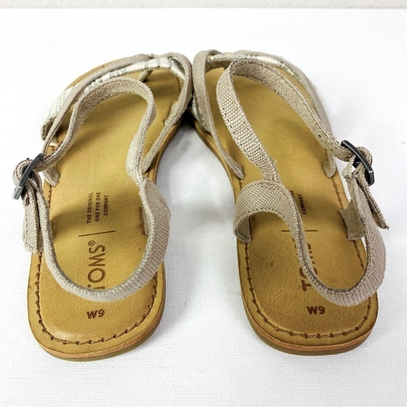Toms Tan Lexie Sling Back Canvas Sandals Size W9 - Picture 3 of 5